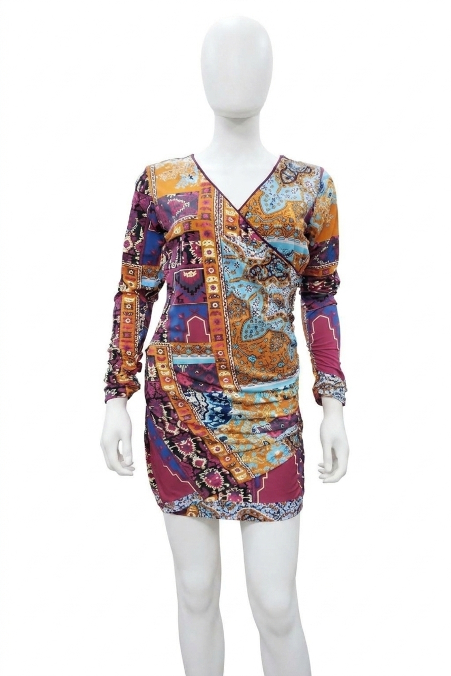 NEW HALE BOB long sleeve wrap dress in rust